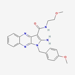 molecular formula C22H23N5O3 B12118315 2-amino-1-(4-methoxybenzyl)-N-(2-methoxyethyl)-1H-pyrrolo[2,3-b]quinoxaline-3-carboxamide 