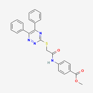 molecular formula C25H20N4O3S B12118374 Methyl 4-({[(5,6-diphenyl-1,2,4-triazin-3-yl)sulfanyl]acetyl}amino)benzoate 