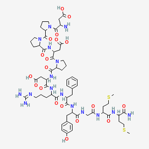 molecular formula C63H90N16O19S2 B12118399 H-DL-Asp-DL-Pro-DL-Pro-DL-Asp-DL-Pro-DL-Asp-DL-Arg-DL-Phe-DL-Tyr-Gly-DL-Met-DL-Met-NH2 