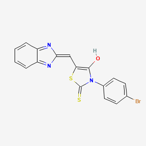 molecular formula C17H10BrN3OS2 B12118530 (5Z)-5-(1H-benzimidazol-2-ylmethylidene)-3-(4-bromophenyl)-2-thioxo-1,3-thiazolidin-4-one 