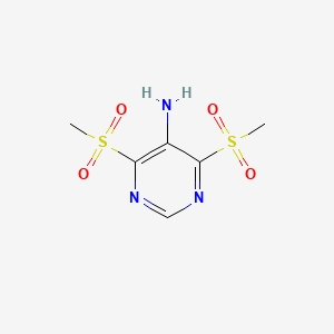 molecular formula C6H9N3O4S2 B12118655 4,6-Di(methanesulfonyl)pyrimidin-5-amine CAS No. 88317-73-1