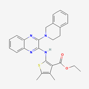 molecular formula C26H26N4O2S B12118821 Ethyl 4,5-dimethyl-2-{[3-(1,2,3,4-tetrahydroisoquinolin-2-yl)quinoxalin-2-yl]amino}thiophene-3-carboxylate 