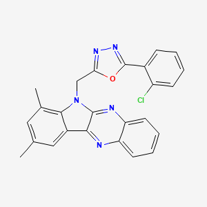 molecular formula C25H18ClN5O B12119089 6-{[5-(2-chlorophenyl)-1,3,4-oxadiazol-2-yl]methyl}-7,9-dimethyl-6H-indolo[2,3-b]quinoxaline 