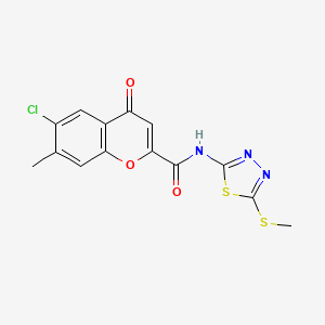 molecular formula C14H10ClN3O3S2 B12119271 6-chloro-7-methyl-N-[(2Z)-5-(methylsulfanyl)-1,3,4-thiadiazol-2(3H)-ylidene]-4-oxo-4H-chromene-2-carboxamide 