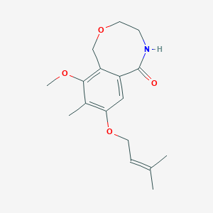 molecular formula C17H23NO4 B1211937 10-甲氧基-9-甲基-8-[(3-甲基-2-丁烯基)氧基]-3,4,5,6-四氢-1H-2,5-苯并恶唑杂环-6-酮 