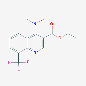 molecular formula C15H15F3N2O2 B12119425 Ethyl 4-(dimethylamino)-8-(trifluoromethyl)quinoline-3-carboxylate 