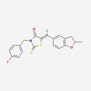 molecular formula C20H16FNO2S2 B12119437 (5Z)-3-(4-fluorobenzyl)-5-[(2-methyl-2,3-dihydro-1-benzofuran-5-yl)methylidene]-2-thioxo-1,3-thiazolidin-4-one 