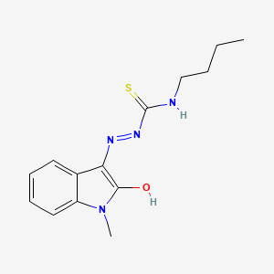 molecular formula C14H18N4OS B12119473 3-butyl-1-[(1-methyl-2-oxo-2,3-dihydro-1H-indol-3-ylidene)amino]thiourea 