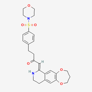 molecular formula C26H30N2O6S B12119507 (1Z)-4-[4-(morpholin-4-ylsulfonyl)phenyl]-1-(3,4,9,10-tetrahydro-2H-[1,4]dioxepino[2,3-g]isoquinolin-7(8H)-ylidene)butan-2-one 