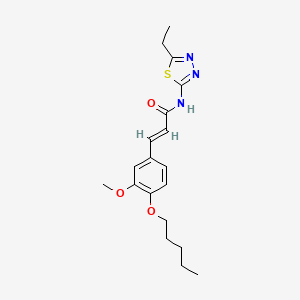 (2E)-N-[(2E)-5-ethyl-1,3,4-thiadiazol-2(3H)-ylidene]-3-[3-methoxy-4-(pentyloxy)phenyl]prop-2-enamide