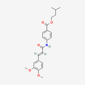 molecular formula C23H27NO5 B12119867 3-methylbutyl 4-[(2E)-3-(3,4-dimethoxyphenyl)prop-2-enoylamino]benzoate 