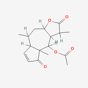 molecular formula C17H22O5 B1211992 Ambros-2-en-12-oic acid, 6beta,8alpha-dihydroxy-4-oxo-, 12,8-lactone, acetate, (11R)- 