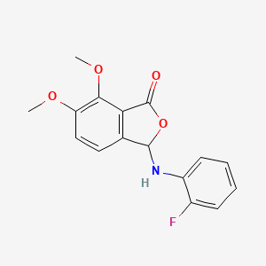 molecular formula C16H14FNO4 B12119995 3-[(2-fluorophenyl)amino]-6,7-dimethoxy-2-benzofuran-1(3H)-one 