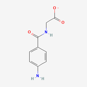 molecular formula C9H9N2O3- B12120003 p-Aminohippurate CAS No. 54-89-7