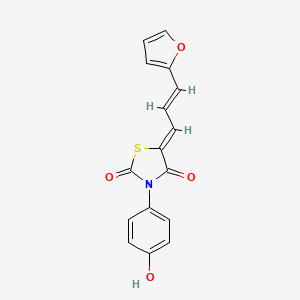 molecular formula C16H11NO4S B12120163 (5Z)-5-[(E)-3-(furan-2-yl)prop-2-enylidene]-3-(4-hydroxyphenyl)-1,3-thiazolidine-2,4-dione 