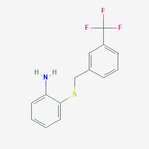 molecular formula C14H12F3NS B12120214 Benzenamine, 2-[[[3-(trifluoromethyl)phenyl]methyl]thio]- CAS No. 43092-85-9