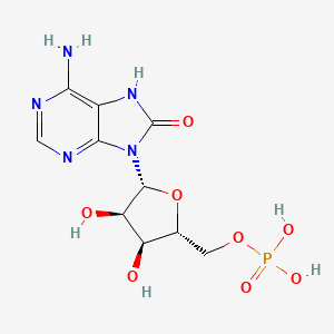 molecular formula C10H14N5O8P B1212023 [(2r,3s,4r,5r)-5-(6-Azanyl-8-Oxo-7h-Purin-9-Yl)-3,4-Dihydroxy-Oxolan-2-Yl]methyl Dihydrogen Phosphate CAS No. 25030-04-0