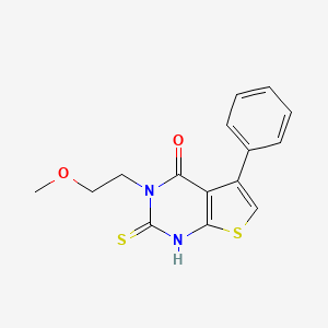 molecular formula C15H14N2O2S2 B12120231 2-mercapto-3-(2-methoxyethyl)-5-phenylthieno[2,3-d]pyrimidin-4(3H)-one 