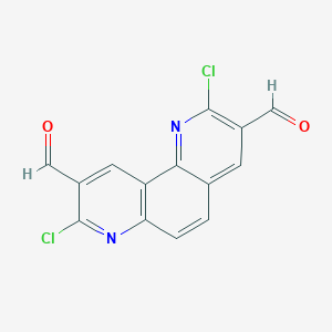 molecular formula C14H6Cl2N2O2 B12120263 2,8-Dichloro-1,7-phenanthroline-3,9-dicarbaldehyde CAS No. 72811-31-5