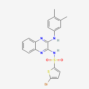 molecular formula C20H17BrN4O2S2 B12120293 5-bromo-N-{3-[(3,4-dimethylphenyl)amino]quinoxalin-2-yl}thiophene-2-sulfonamide 