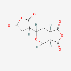 molecular formula C12H12O7 B1212030 Pyran-3,4-dicarboxylic anhydride, tetrahydro-2-methyl-6-(tetrahydro-2,5-dioxo-3-furyl)-, polymer CAS No. 26427-28-1