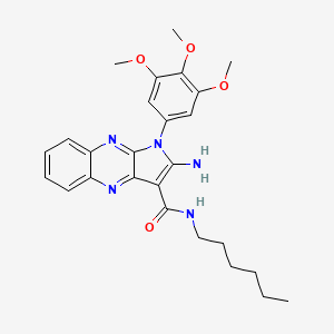 molecular formula C26H31N5O4 B12120392 2-amino-N-hexyl-1-(3,4,5-trimethoxyphenyl)-1H-pyrrolo[2,3-b]quinoxaline-3-carboxamide 