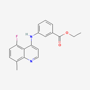 molecular formula C19H17FN2O2 B12120409 Ethyl 3-((5-fluoro-8-methylquinolin-4-yl)amino)benzoate 