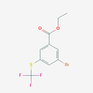 molecular formula C10H8BrF3O2S B12120473 Ethyl 3-bromo-5-[(trifluoromethyl)sulfanyl] benzoate 