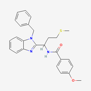 molecular formula C26H27N3O2S B12120503 N-[1-(1-benzyl-1H-benzimidazol-2-yl)-3-(methylsulfanyl)propyl]-4-methoxybenzamide 