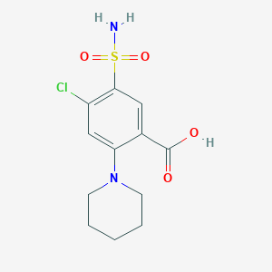 molecular formula C12H15ClN2O4S B12120555 Benzoic acid, 5-(aminosulfonyl)-4-chloro-2-(1-piperidinyl)- CAS No. 4847-37-4