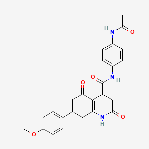 molecular formula C25H25N3O5 B12120570 N-[4-(acetylamino)phenyl]-2-hydroxy-7-(4-methoxyphenyl)-5-oxo-3,4,5,6,7,8-hexahydroquinoline-4-carboxamide 