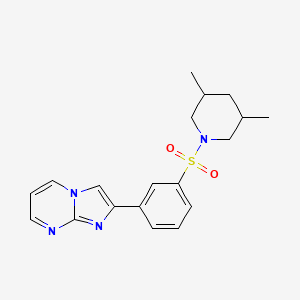 molecular formula C19H22N4O2S B12120593 2-{3-[(3,5-Dimethylpiperidin-1-yl)sulfonyl]phenyl}imidazo[1,2-a]pyrimidine 