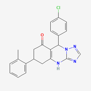 molecular formula C22H19ClN4O B12120627 9-(4-chlorophenyl)-6-(2-methylphenyl)-5,6,7,9-tetrahydro[1,2,4]triazolo[5,1-b]quinazolin-8(4H)-one 