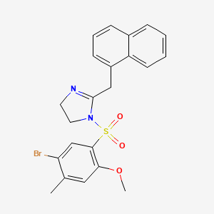 molecular formula C22H21BrN2O3S B12120689 1-(5-bromo-2-methoxy-4-methylbenzenesulfonyl)-2-[(naphthalen-1-yl)methyl]-4,5-dihydro-1H-imidazole 