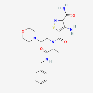 molecular formula C21H28N6O4S B1212083 4-amino-N5-[2-(4-morpholinyl)ethyl]-N5-[1-oxo-1-[(phenylmethyl)amino]propan-2-yl]isothiazole-3,5-dicarboxamide 