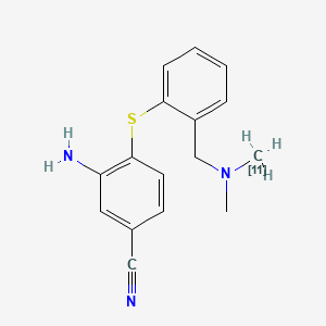 molecular formula C16H17N3S B1212087 Benzonitrile, 3-amino-4-((2-((methylmethyl-11c-amino)methyl)phenyl)thio)- CAS No. 296774-13-5