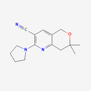 molecular formula C15H19N3O B1212090 7,7-Dimethyl-2-(1-pyrrolidinyl)-5,8-dihydropyrano[4,3-b]pyridine-3-carbonitrile 