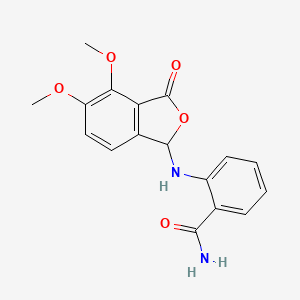 molecular formula C17H16N2O5 B12120965 2-[(4,5-Dimethoxy-3-oxo-1,3-dihydro-2-benzofuran-1-yl)amino]benzamide 