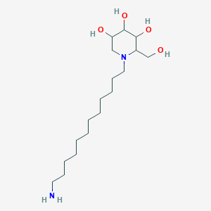 molecular formula C18H38N2O4 B12120994 1-(12-Aminododecyl)-2-(hydroxymethyl)piperidine-3,4,5-triol 