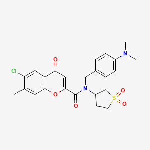 molecular formula C24H25ClN2O5S B12121005 6-chloro-N-[4-(dimethylamino)benzyl]-N-(1,1-dioxidotetrahydrothiophen-3-yl)-7-methyl-4-oxo-4H-chromene-2-carboxamide 