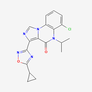 molecular formula C18H16ClN5O2 B1212106 6-Chloro-3-(5-cyclopropyl-1,2,4-oxadiazol-3-yl)-5-(1-methylethyl)imidazo(1,5-a)quinoxalin-4(5H)-one CAS No. 124423-85-4