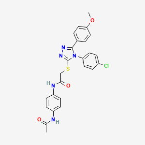 molecular formula C25H22ClN5O3S B12121081 N-[4-(acetylamino)phenyl]-2-{[4-(4-chlorophenyl)-5-(4-methoxyphenyl)-4H-1,2,4-triazol-3-yl]sulfanyl}acetamide 