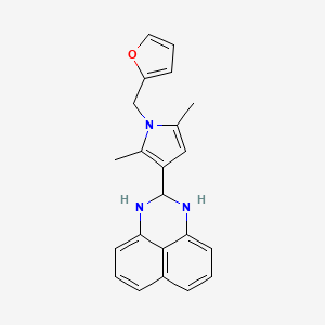 molecular formula C22H21N3O B12121082 1H-Perimidine, 2-[1-(2-furanylmethyl)-2,5-dimethyl-1H-pyrrol-3-yl]-2,3-dihydro- CAS No. 1351392-76-1