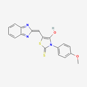 molecular formula C18H13N3O2S2 B12121110 (5Z)-5-(1H-benzimidazol-2-ylmethylidene)-3-(4-methoxyphenyl)-2-thioxo-1,3-thiazolidin-4-one 