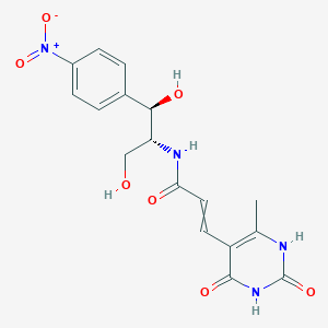 molecular formula C17H18N4O7 B1212115 N-[(1R,2R)-1,3-dihydroxy-1-(4-nitrophenyl)propan-2-yl]-3-(6-methyl-2,4-dioxo-1H-pyrimidin-5-yl)prop-2-enamide 