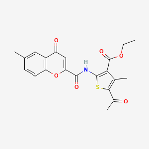 ethyl 5-acetyl-4-methyl-2-{[(6-methyl-4-oxo-4H-chromen-2-yl)carbonyl]amino}thiophene-3-carboxylate