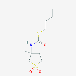 molecular formula C10H19NO3S2 B12121238 Carbamothioic acid, N-(tetrahydro-3-methyl-1,1-dioxido-3-thienyl)-, S-butyl ester CAS No. 1049149-14-5