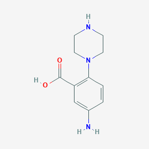 molecular formula C11H15N3O2 B12121251 5-Amino-2-piperazin-1-ylbenzoic acid CAS No. 168123-46-4