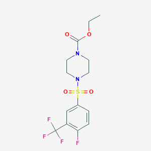 molecular formula C14H16F4N2O4S B12121303 Ethyl 4-[4-fluoro-3-(trifluoromethyl)benzenesulfonyl]piperazine-1-carboxylate 