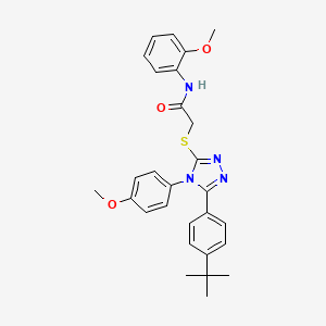 2-{5-[4-(tert-butyl)phenyl]-4-(4-methoxyphenyl)(1,2,4-triazol-3-ylthio)}-N-(2-methoxyphenyl)acetamide